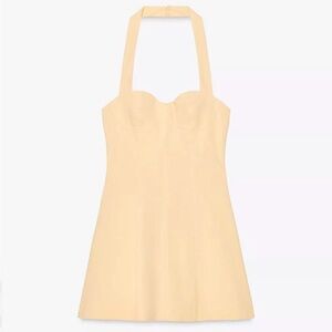 Zara Pale Yellow Halter Mini Dress